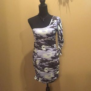 One sleeve camo dress